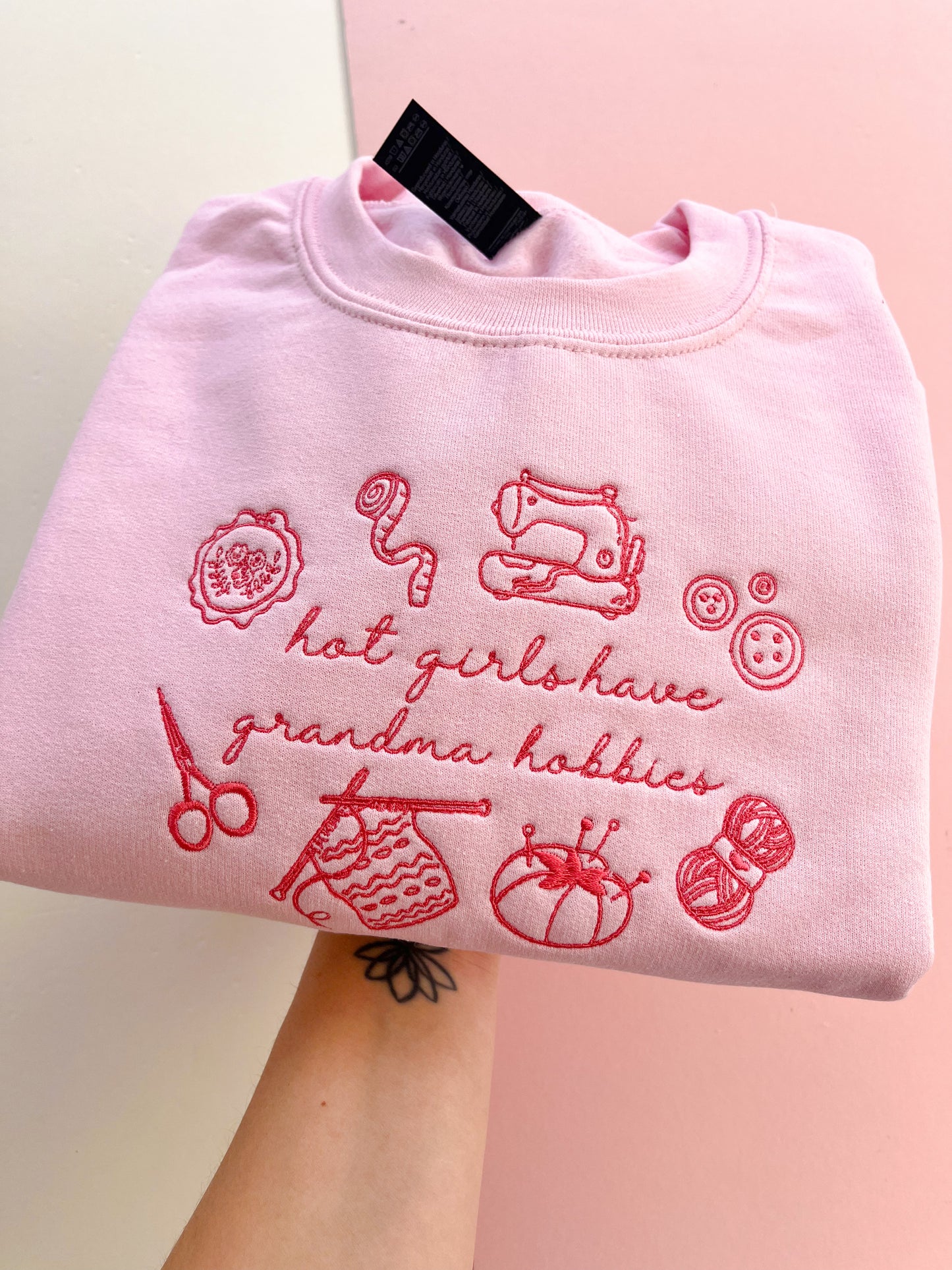 Hot Girls Have Grandma Hobbies Embroidered Sweatshirt