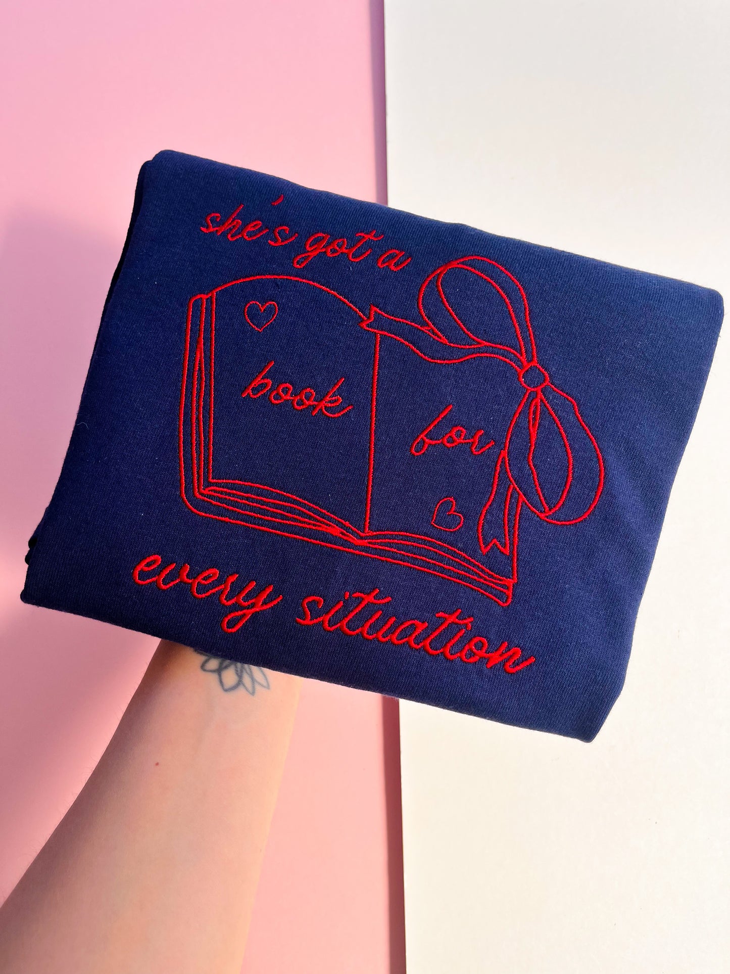 she’s got a book for every situation embroidered t-shirt - DORD COLLAB