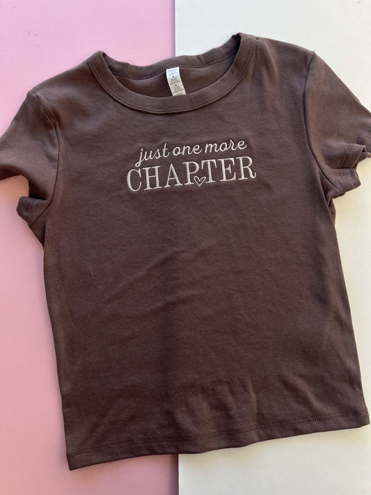 one more chapter embroidered baby tee