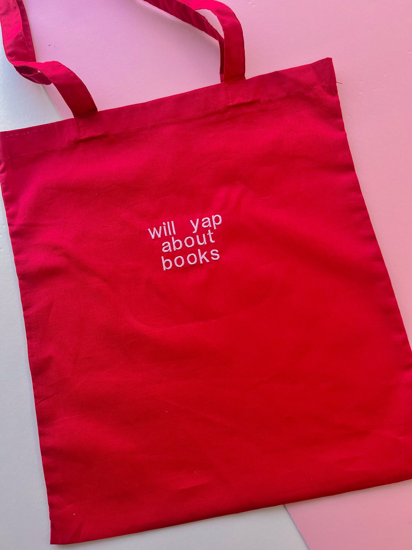 will yap about books embroidered tote bag