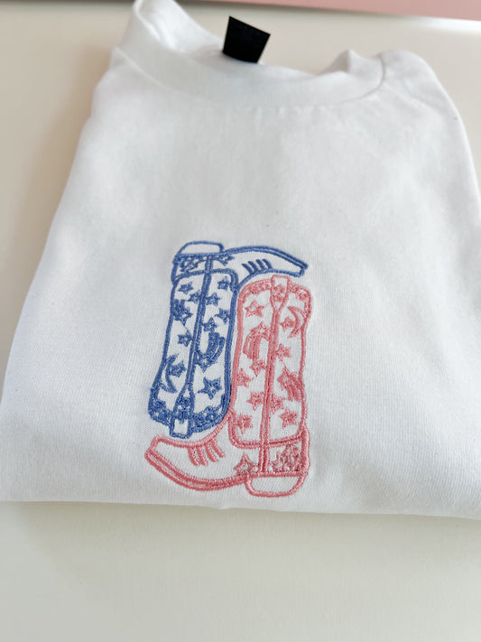 Cowboy Boots Embroidered T-shirt