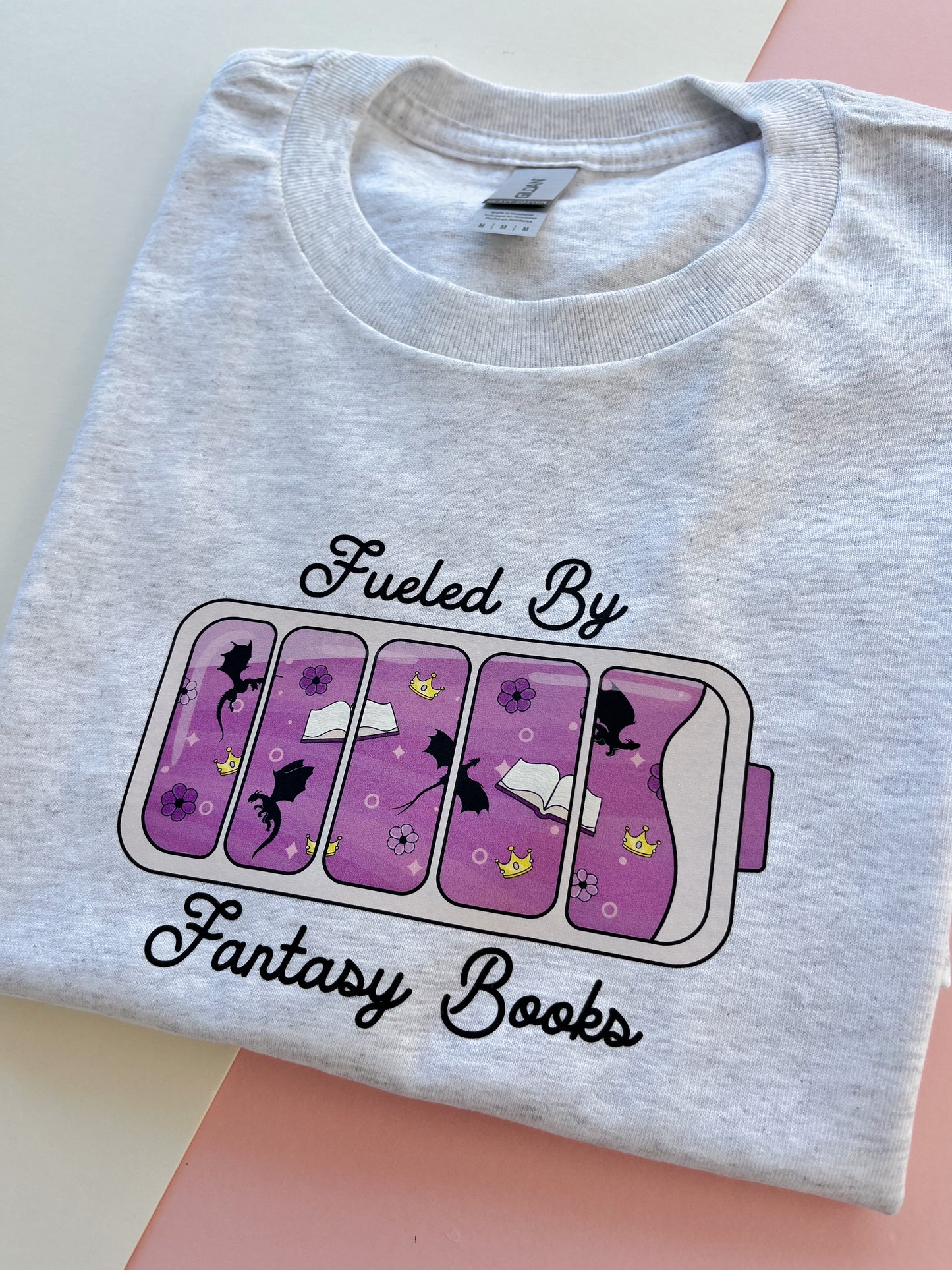 Medium - Fueled by fantasy books Printed T-shirt