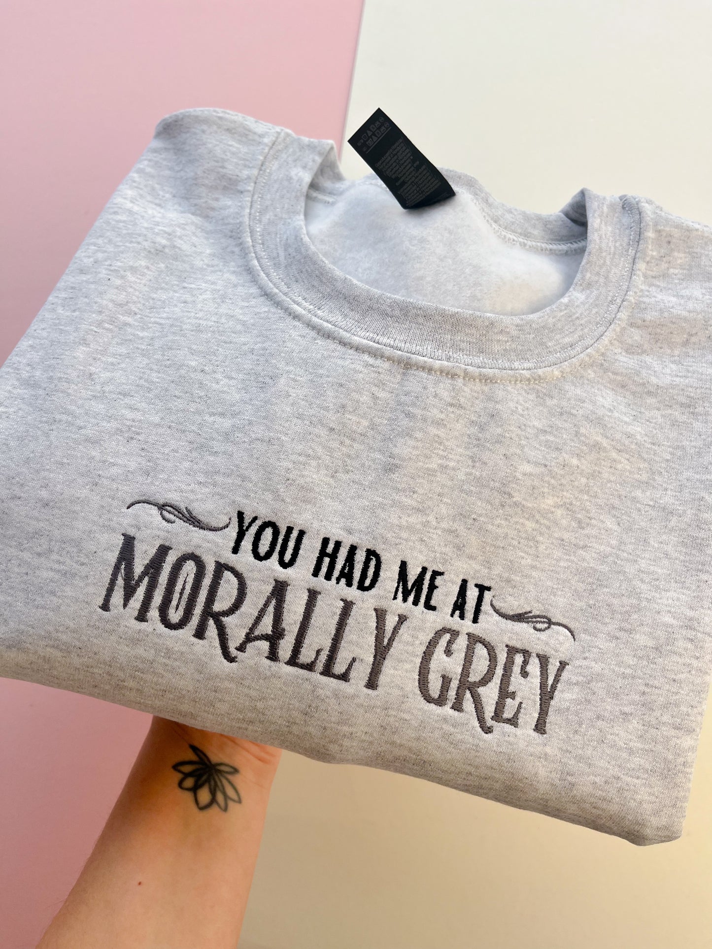 you had me morally grey embroidered sweatshirt