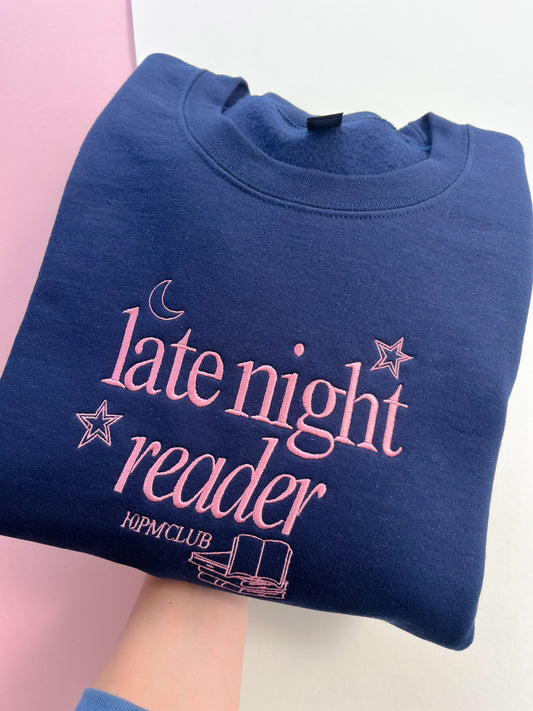 Late Night Reader Embroidered Sweatshirt