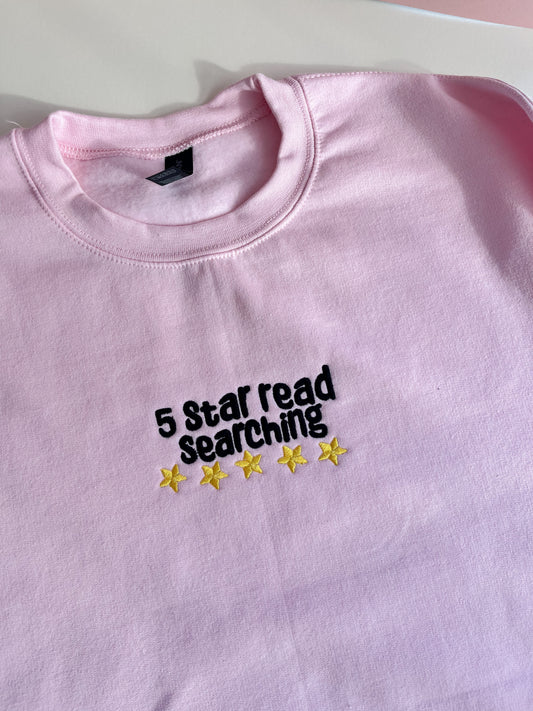 5 star read searching embroidered sweatshirt