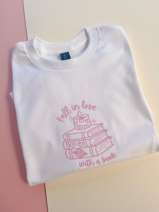 Fall in Love with a Book Embroidered T-shirt