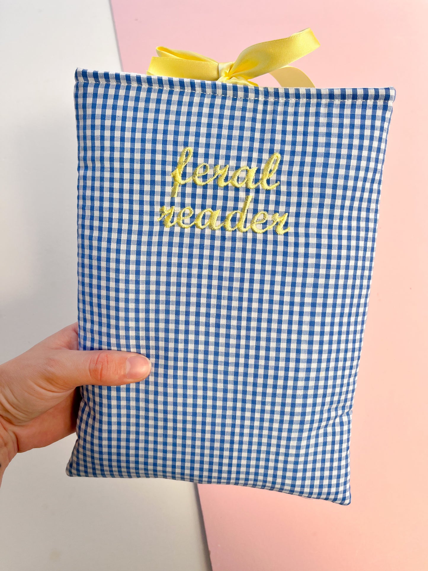 blue feral reader - embroidered paperback sleeve