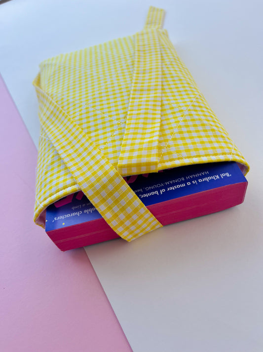 Yellow Gingham Small Paperback/ E-Reader Sleeve