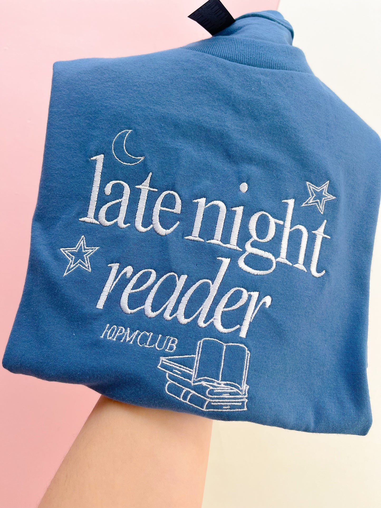 Late Night Reader Embroidered T-shirt
