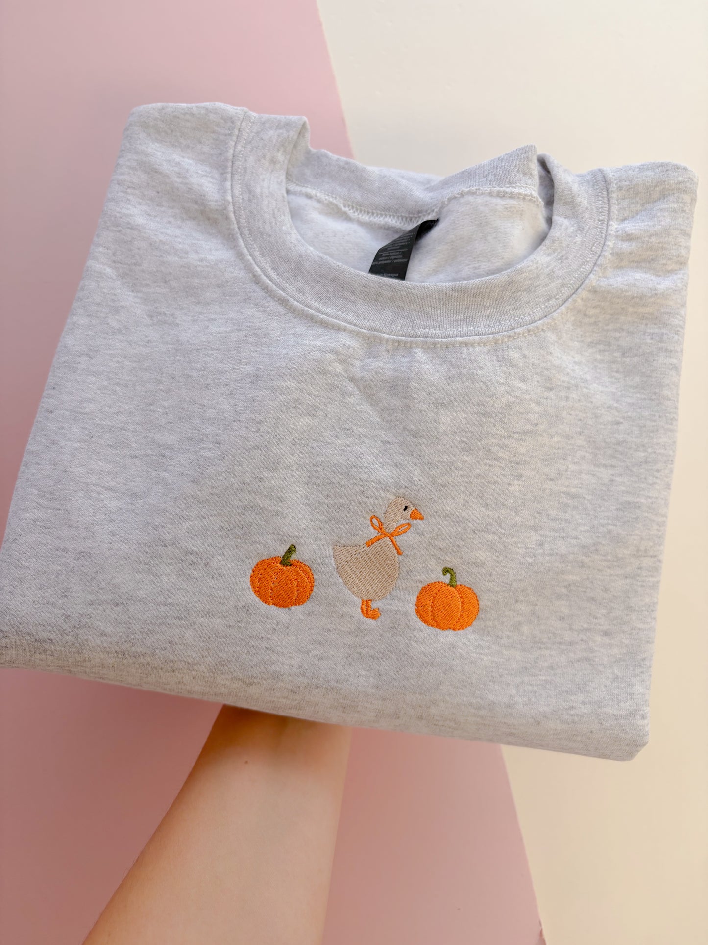 Pumpkin Goose Embroidered Sweatshirt