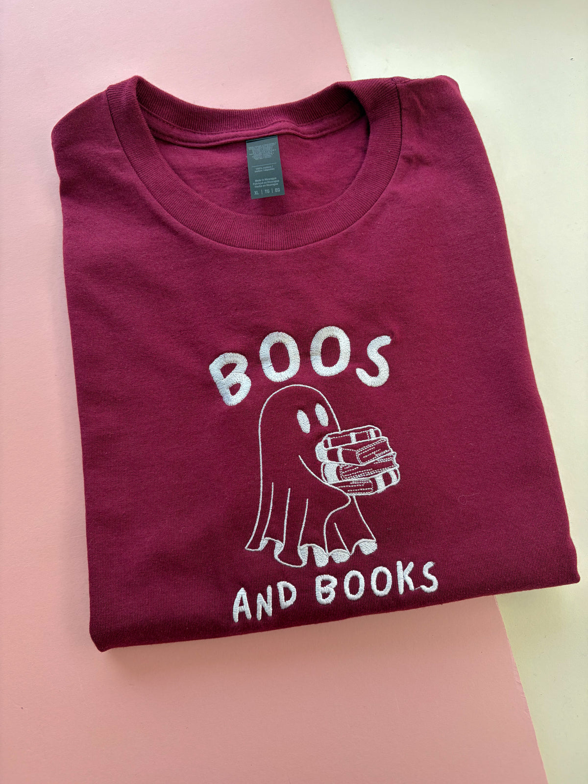 Boos and Books Embroidered T-shirt