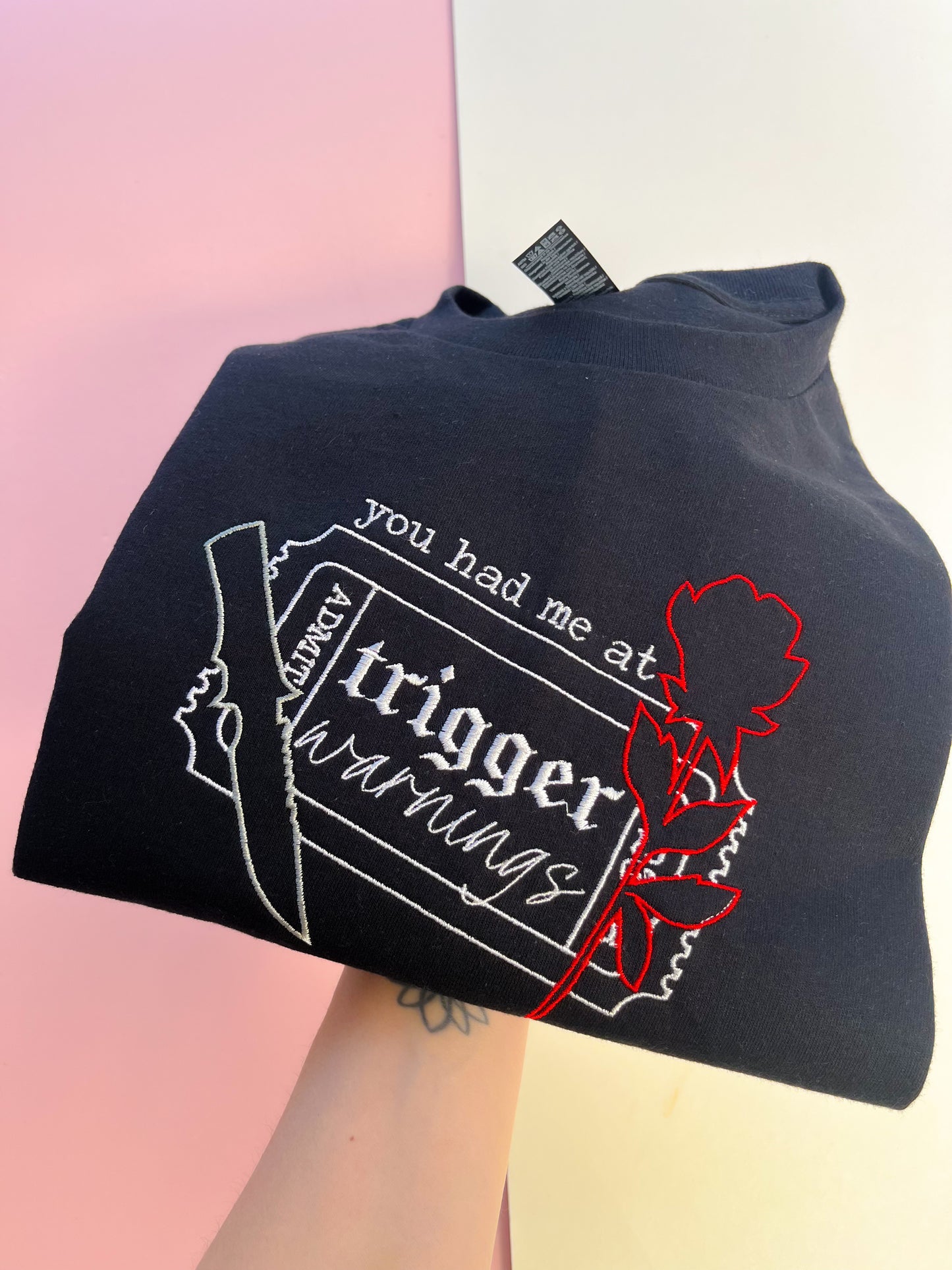 Trigger Warnings Embroidered T-shirt X Robyn Ellen Collab