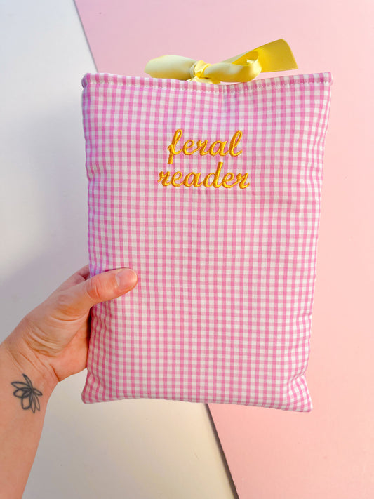Pink feral reader - embroidered paperback sleeve