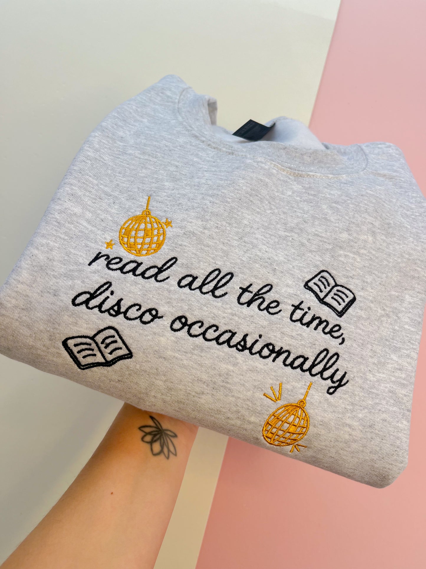 read all the time embroidered sweatshirt
