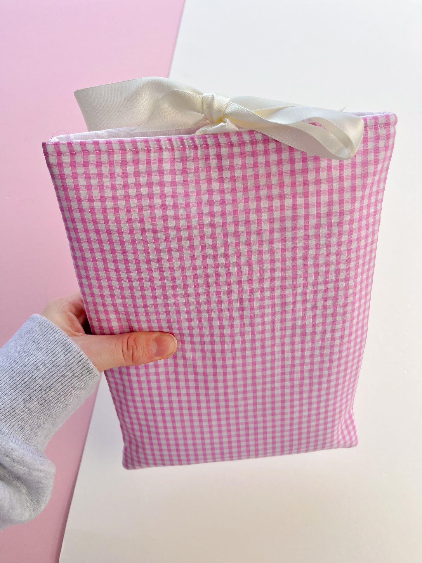 Pink Gingham Book Sleeve