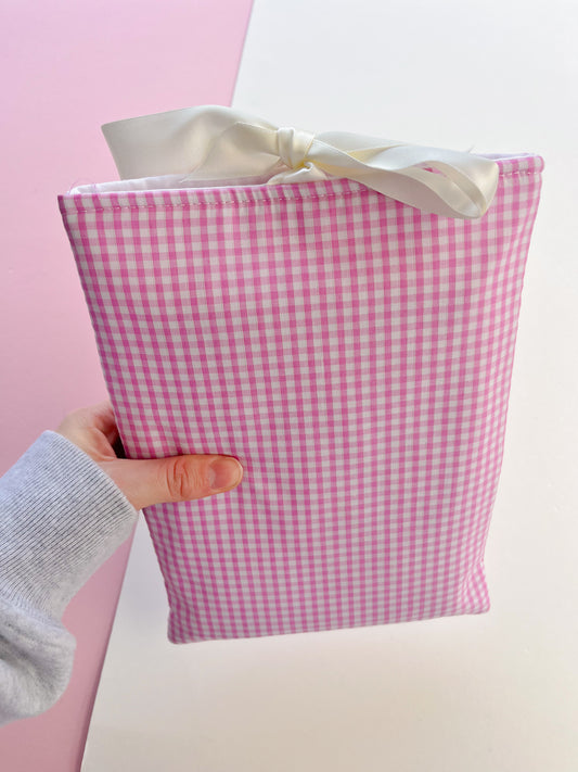 Pink Gingham Book Sleeve