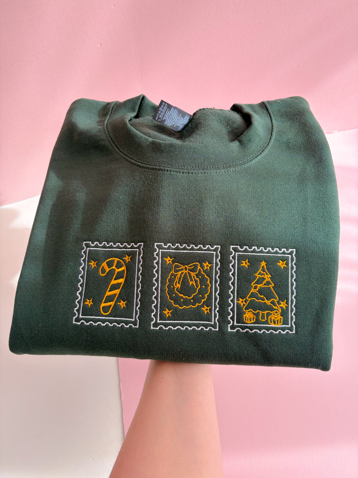 Christmas Stamps Embroidered Sweatshirt