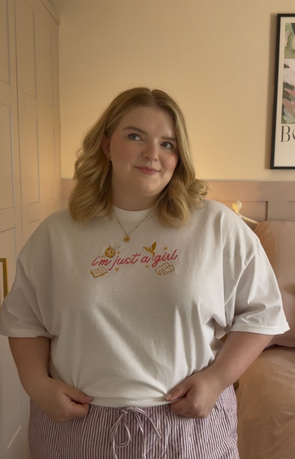 I’m just a girl embroidered t-shirt - Jess Bacon Collab