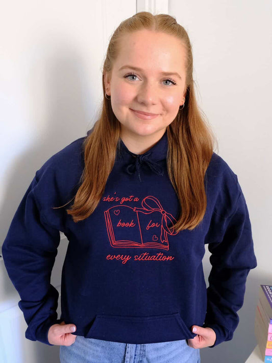 she’s got a book for every situation embroidered sweatshirt - DORD COLLAB