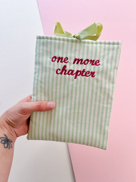 green one more chapter - embroidered e-reader sleeve