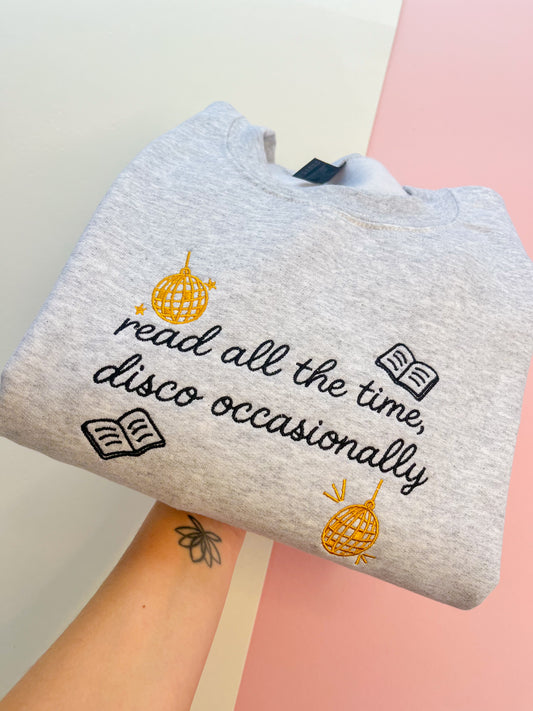 read all the time embroidered sweatshirt