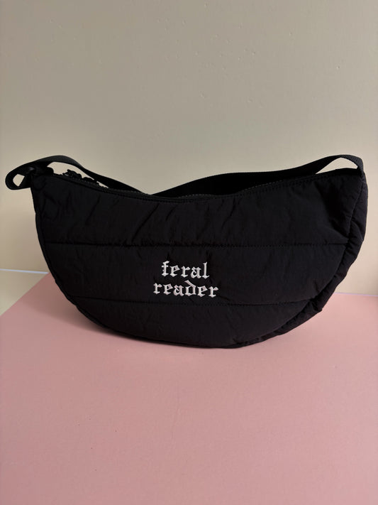 Feral reader quilted shoulder bag