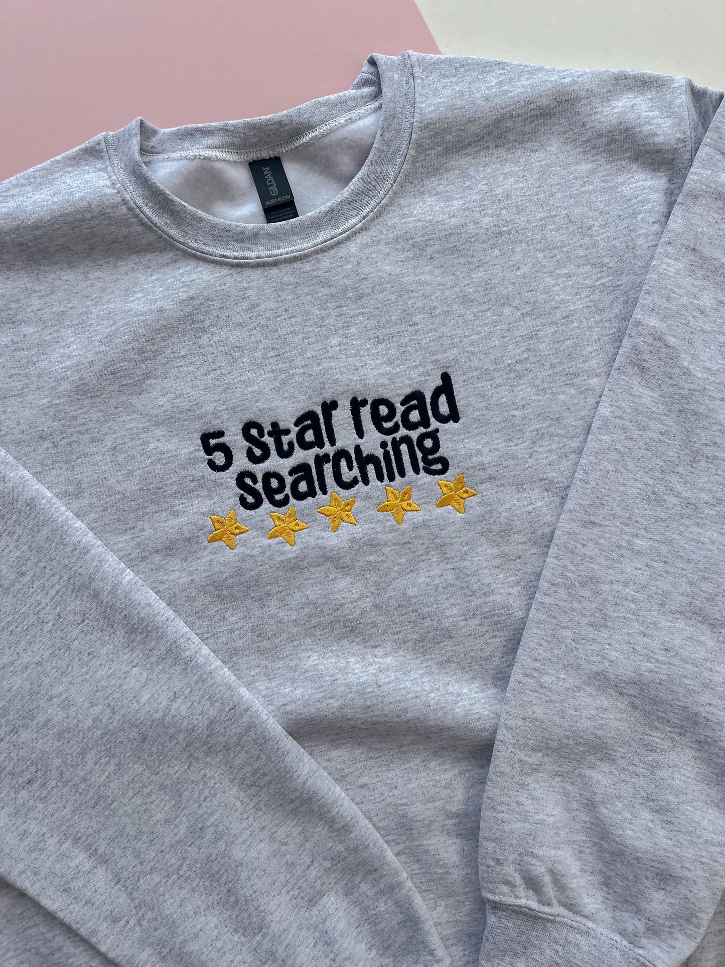 5 star read searching embroidered sweatshirt