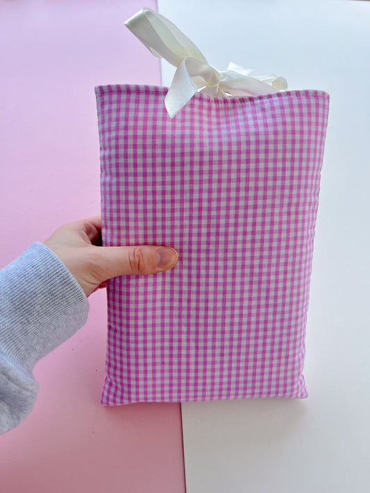 Pink Gingham Small Paperback/E-Reader Sleeve