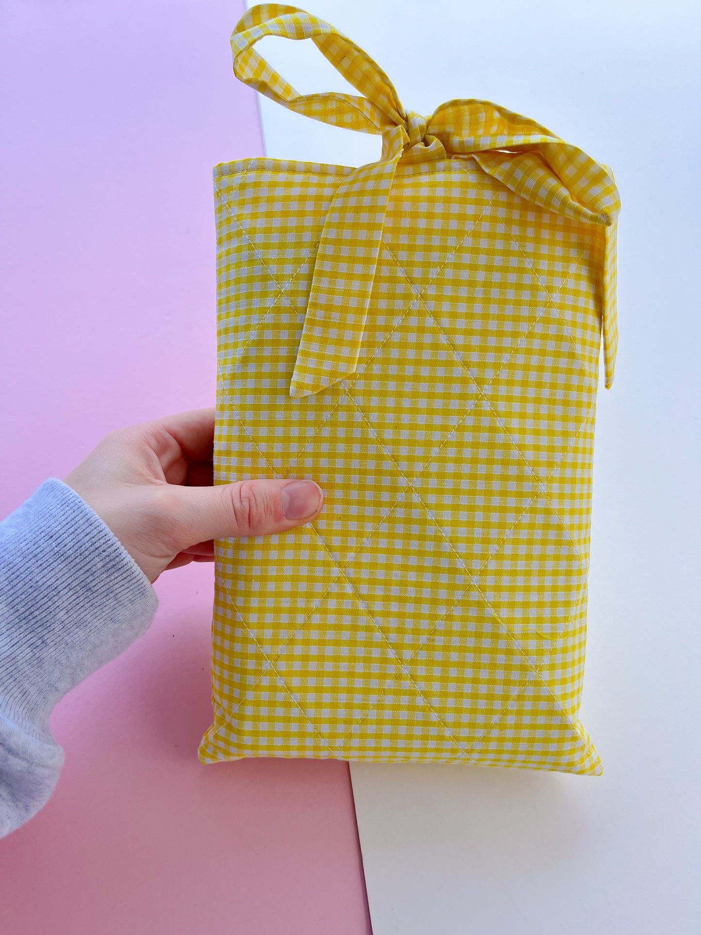 Yellow Gingham Small Paperback/ E-Reader Sleeve