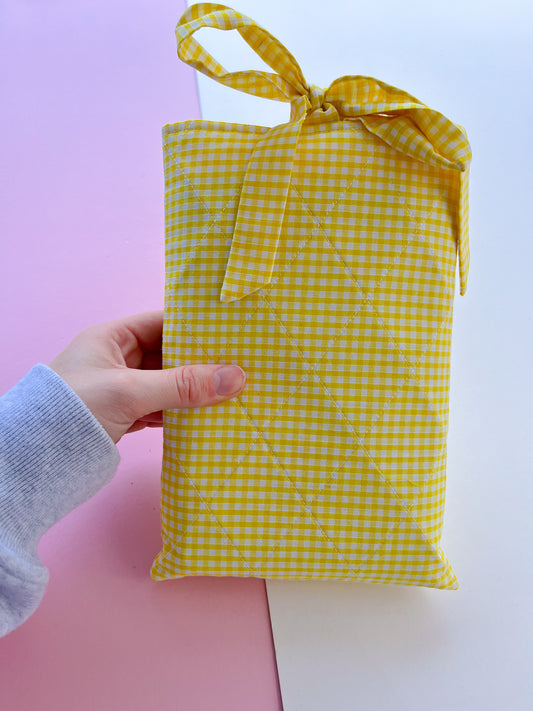 Yellow Gingham Small Paperback/ E-Reader Sleeve