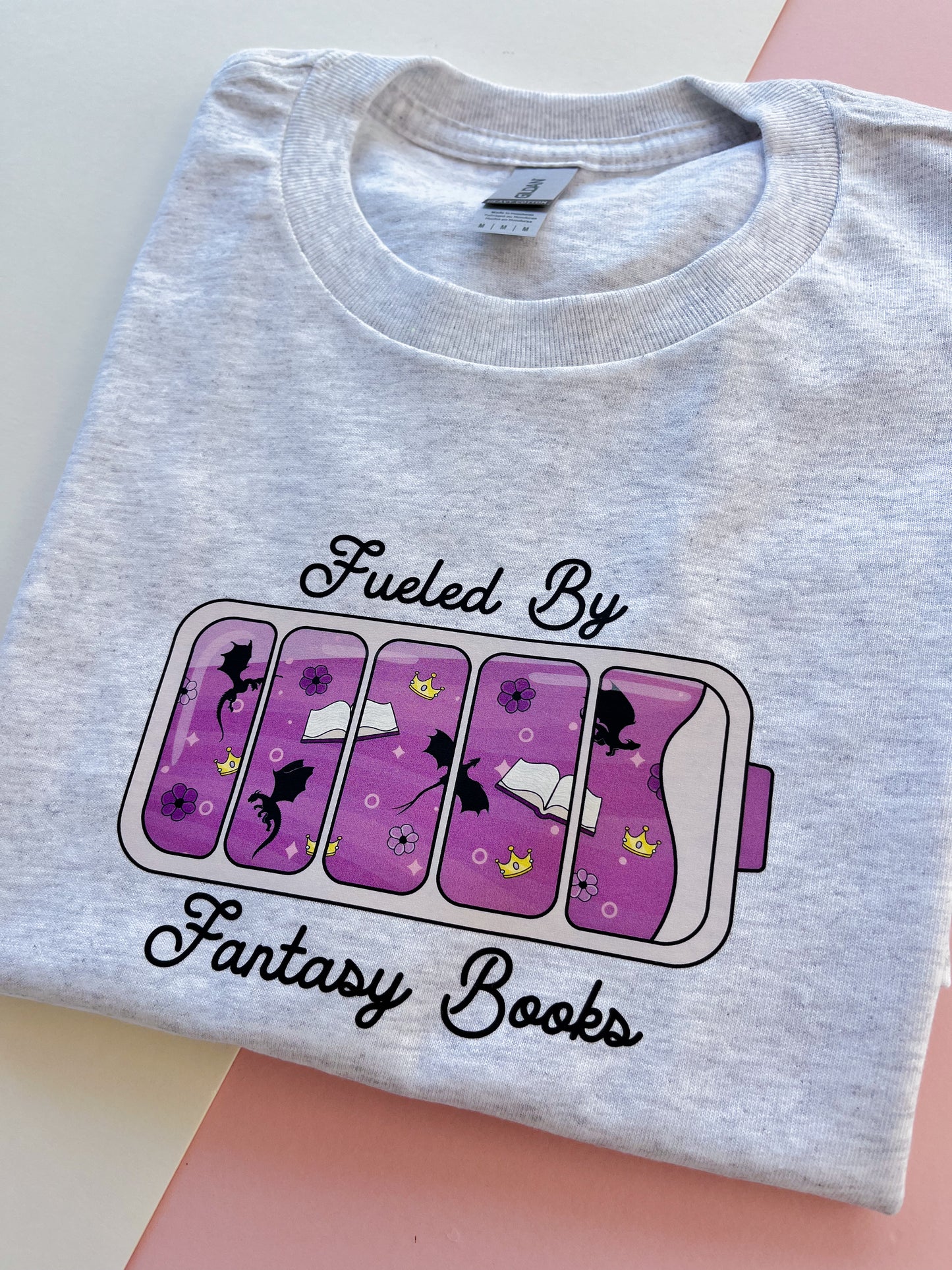 Fueled By Fantasy Books Printed T-shirt