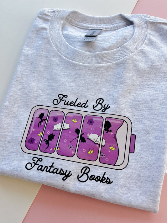 Fueled By Fantasy Books Printed T-shirt