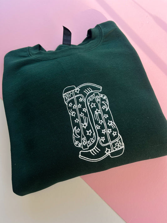 Cowboy Boots Embroidered Sweatshirt