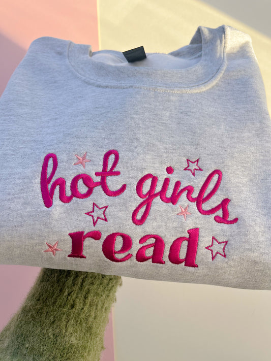 Hot Girls Read Embroidered Sweatshirt