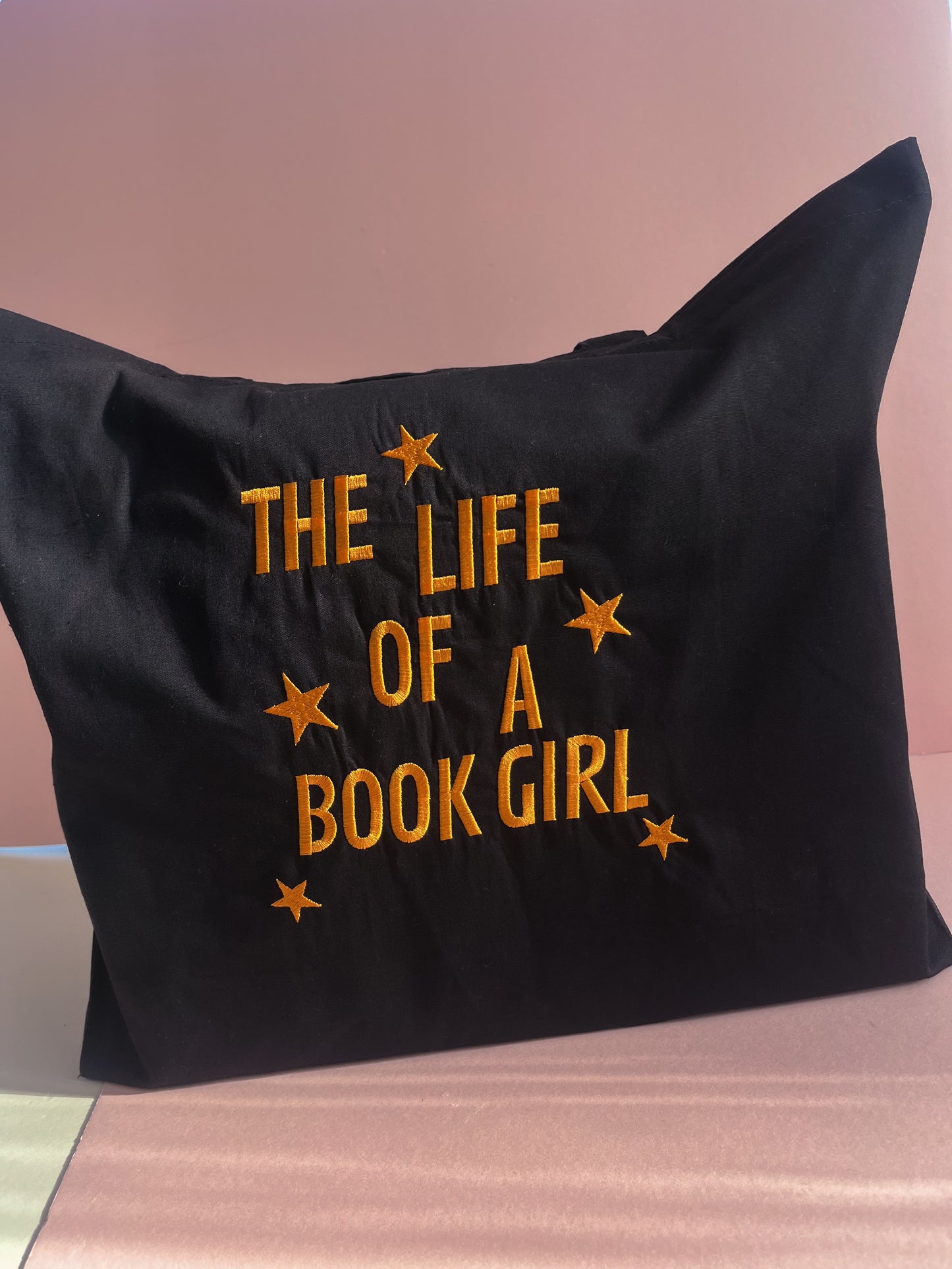 The Life of A Book Girl Embroidered Maxi Tote Bag