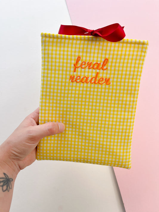 yellow feral reader - embroidered e-reader sleeve