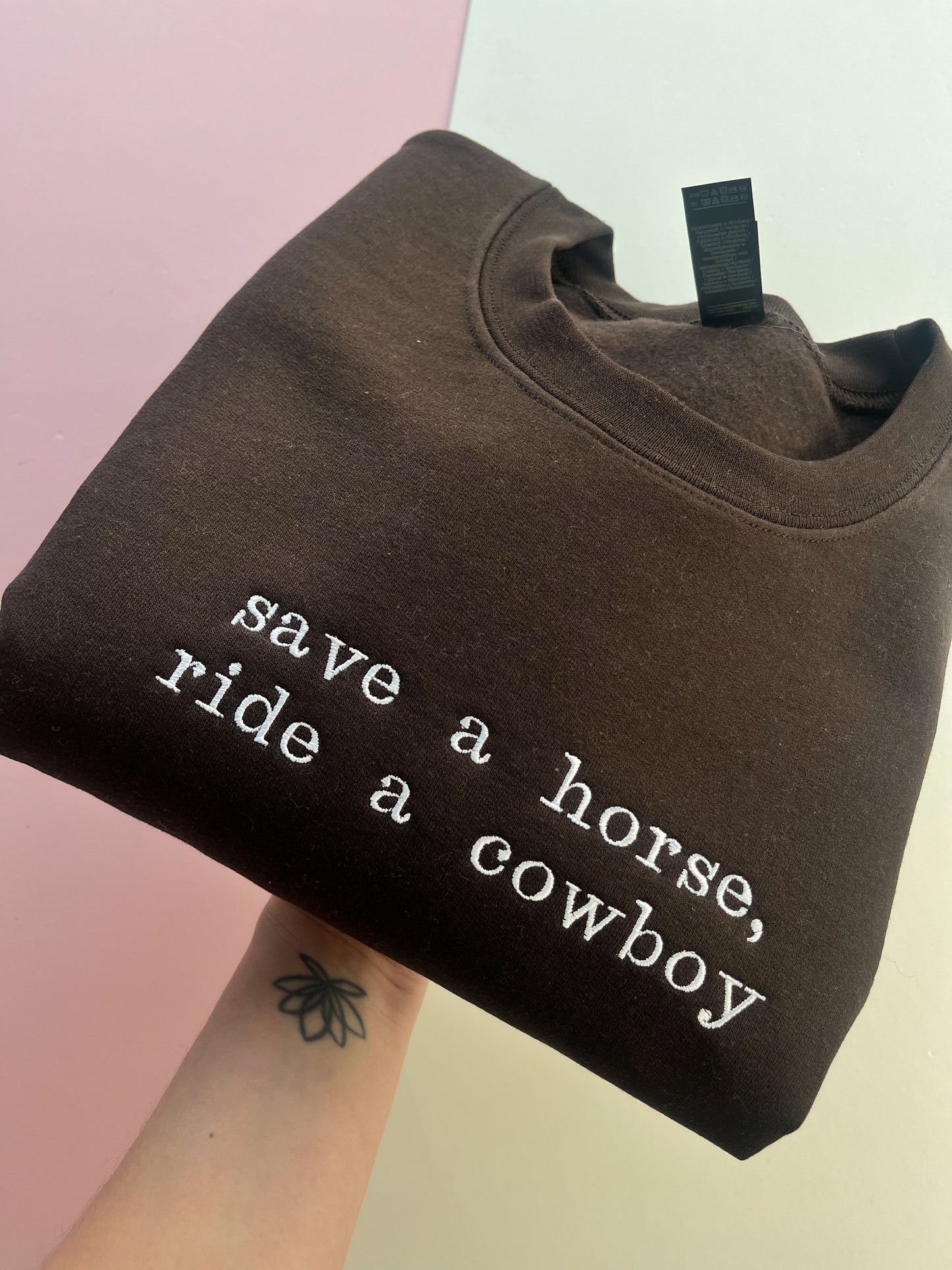 save a horse, ride a cowboy embroidered sweatshirt
