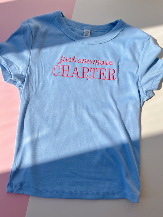 one more chapter embroidered baby tee