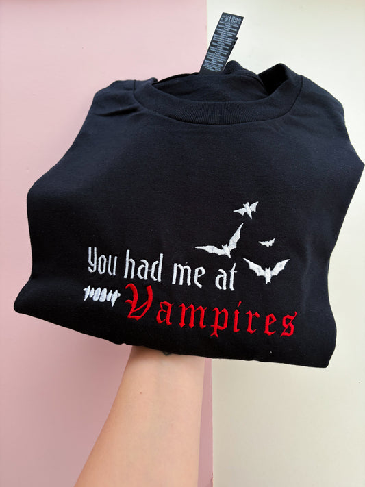 You had me at vampires embroidered t-shirt X Harvey Oliver Baxter Collab